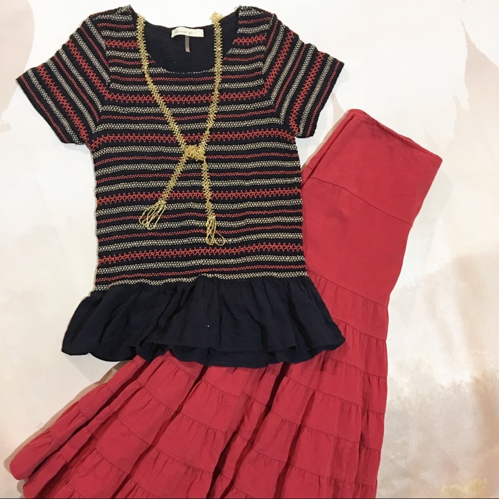 Comme Toi striped peplum top